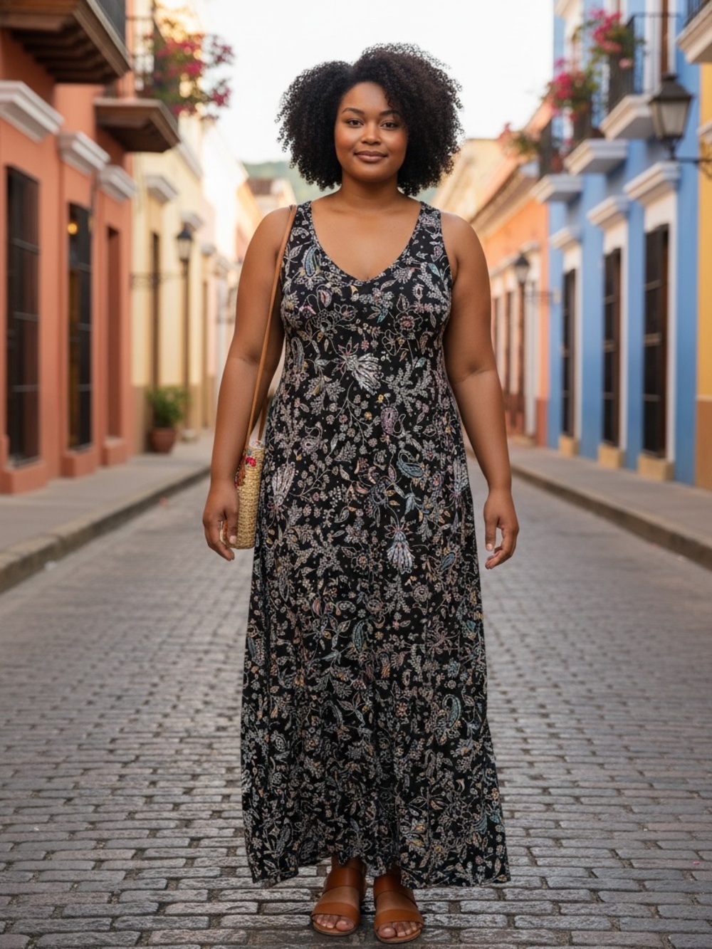 Lane Bryant Black Floral Paisley Maxi Dress With Lace Back